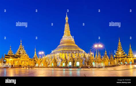 Yangon, Myanmar view of Shwedagon Pagoda at night Stock Photo - Alamy