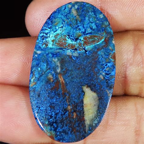 Natural Azurite Cabochon Loose Gemstone Cts X X Mm Oval