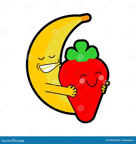 Banana And Strawberry Sex Fruit Intercourse Fruits Reproduction Stock Vector Illustration Of