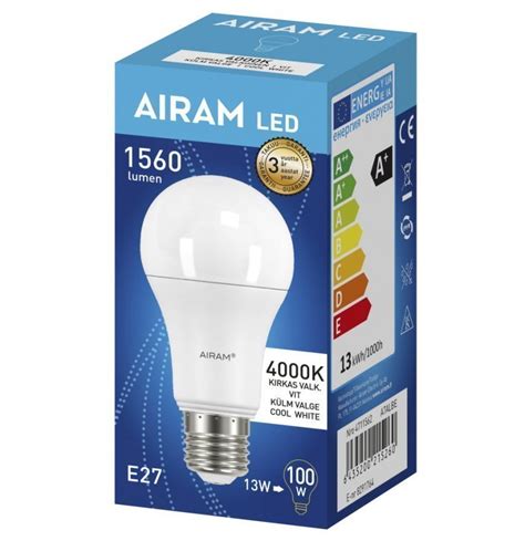 Airam Led Lamppu 13 W E27 Vakio Op 1560 Lm 4000k Valaisinkauppa24 Fi