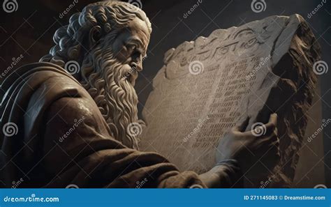 Moses Holding the Stone Tablets of the Covenant . Stock Illustration ...