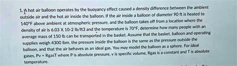 A Hot Air Balloon Operates By The Buoyancy Effect Caused A Density Difference Between The