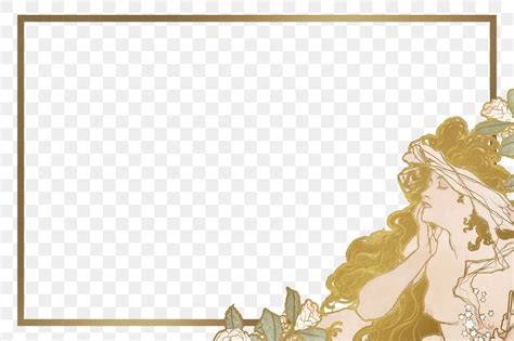 Art Nouveau Nude Lady Flower Premium Png Rawpixel