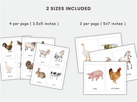 Farm Animals Printable Flashcards, Editable Montessori Cards, Learning ...