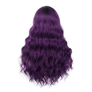 Amazon Swiking Ombre Purple Curly Wavy Long Wigs For Women Black