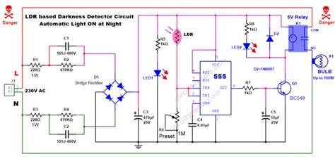 ldr circuit diagram, LDR sensor circuit, darkness circuit using ...