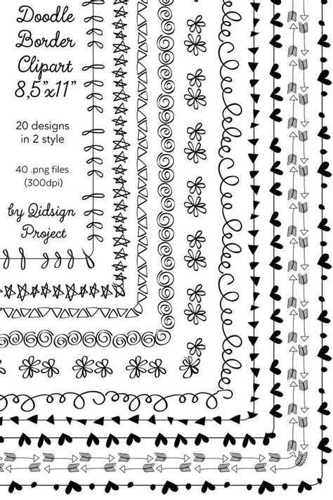 Doodle Border Template for Stationery, Cute Clipart Frame, Doodle Line ...