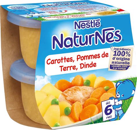 NESTLE NATURNES Petits Pots Bébé Carottes Pommes de terre Dinde Dès