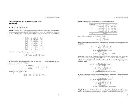 L Sungsweg Mc Aufgaben Wirtschaftsstatistik I Hs