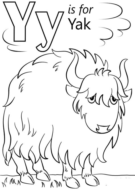 Coloriage Lettre Y Pour Yak Dessin Gratuit à Imprimer