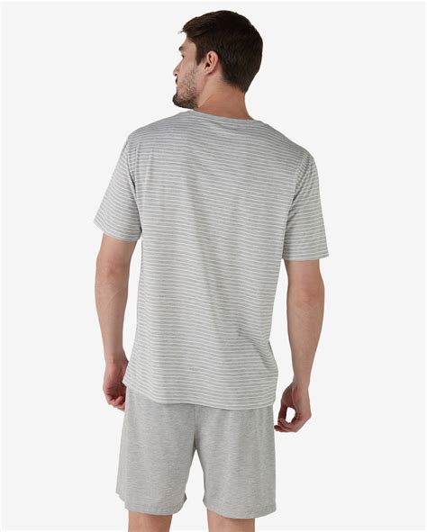 Riachuelo Pijama Masculino Curto Listras Bolso Cinza