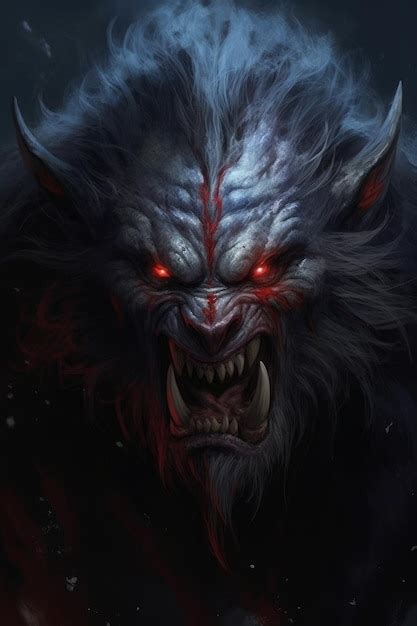 Premium AI Image | A werewolf with red eyes and red eyes.