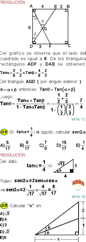 TRIGONOMETRIA DE EXAMEN ADMISIÓN UNIVERSIDAD VILLARREAL RESUELTO UNFV