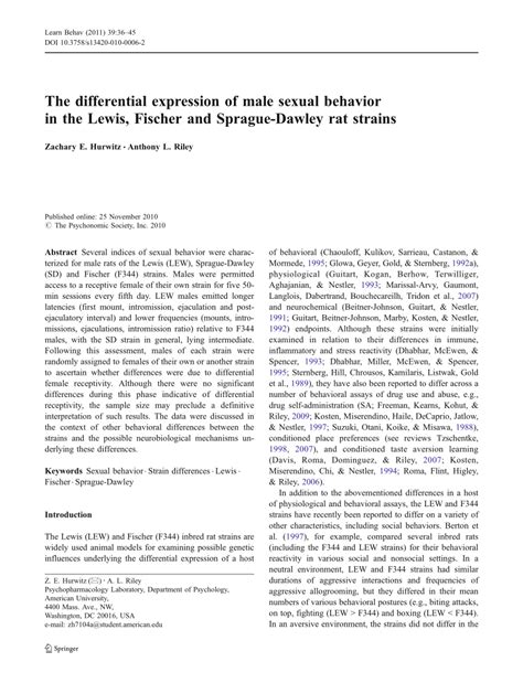 Pdf The Differential Expression Of Male Sexual Behavior In The Lewis