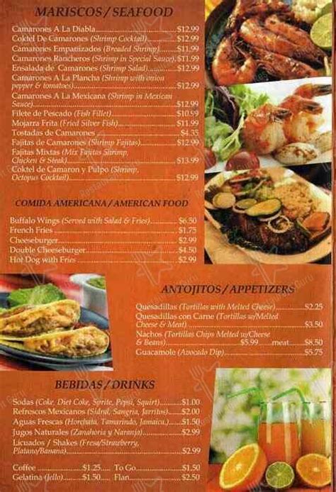 Menu At El Sol De Mexico Restaurant Chicago