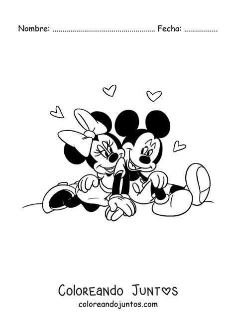 Mickey Y Minnie Enamorados Coloreando Juntos