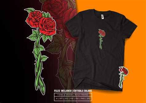 T-shirt Design - Two Roses Graphic by bagusjulianto · Creative Fabrica