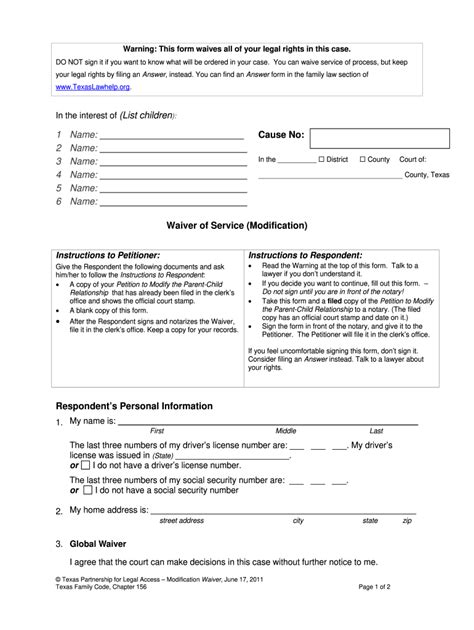 Texas Waiver Of Service Form Fill And Sign Printable Template Online