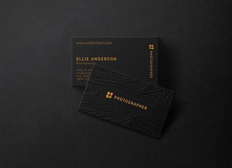 Embossed Black Business Card Mockup Free Psd Templates