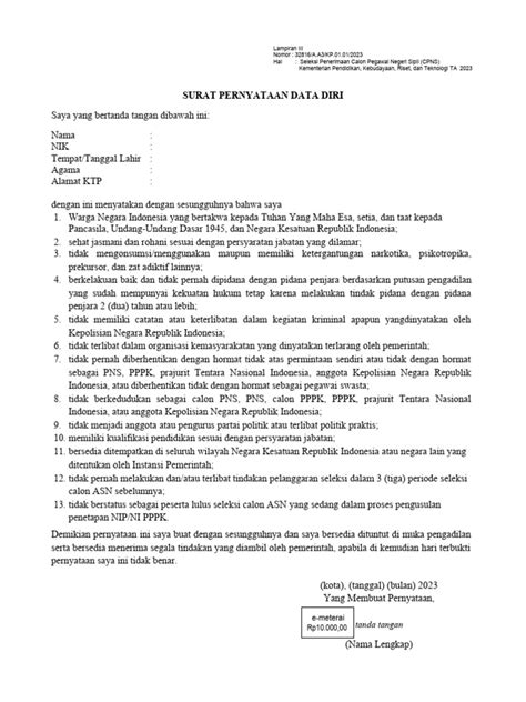 SURAT PERNYATAAN | PDF