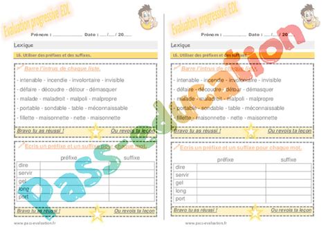 Evaluation Progressive Par Comp Tences Familles De Mots Cycle Pdf