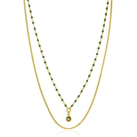 Zinzi Gold Plated Zilveren Multilook Ketting Met Gourmet En Groene