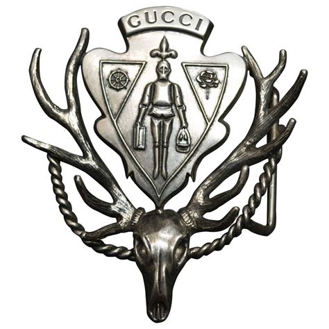 Gucci Silver Deer Skull Crest Belt Buckle Deer Skulls Belt Buckles