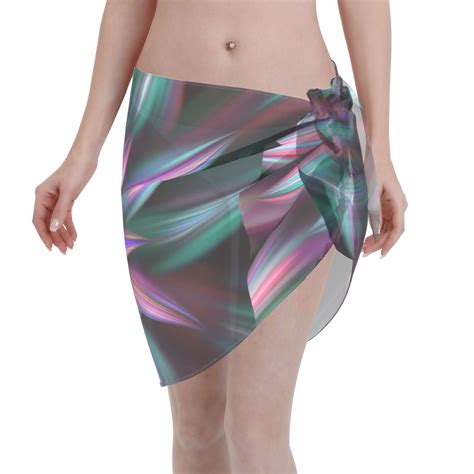 Coaee Colored Abstract Women S Short Sarongs Beach Wrap Sheer Bikini Wraps Chiffon Cover Ups For