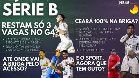 SÉRIE B RESTAM 3 VAGAS NO G4 E O SPORT DE GUTO CEARÁ ENTROU NA