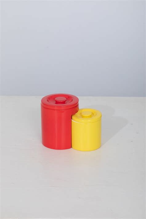 Interlocking Canister Set Ceramic Red and Yellow - Etsy