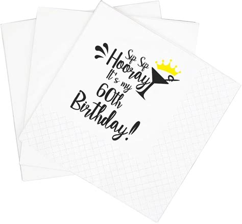 Sharkbliss 60th Birthday Cocktail Napkins 100 Pack Sip Sip