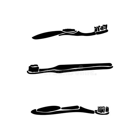 Set Of Silhouettes Of Toothbrushes Oral Care Tools Personal Hygiene