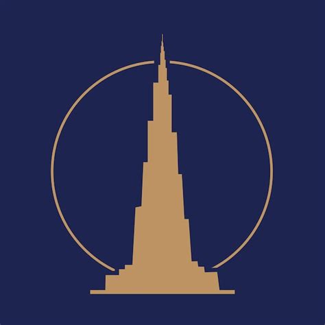 Premium Vector Burj Khalifa Vector Illustration With Golden Color