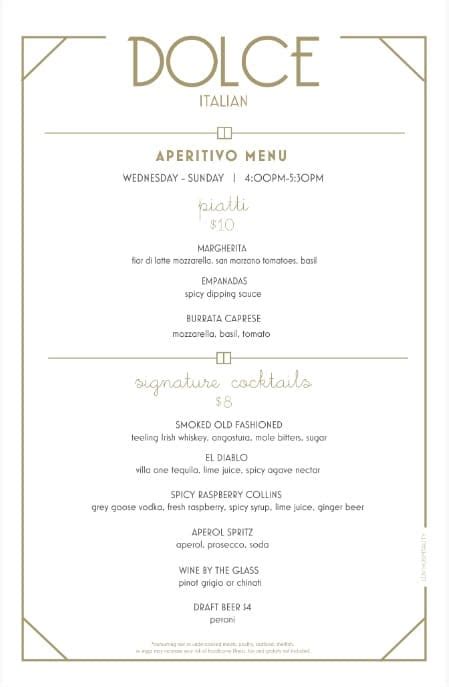 Dolce Italian New Aperitivo Menu | SouthBeachTopChefs.com