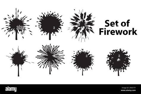 A Set Of Firework Silhouette Vector Illustration Stock Vector Image