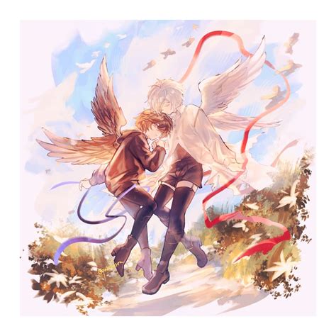 sandalphon and lucifer (granblue fantasy) drawn by yakikesen 