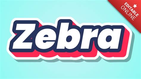 Zebra Red Blue D Text Effect Generator