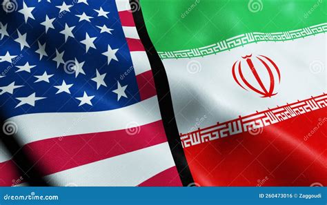 Iran And USA Merged Flag Together A Concept Of Realations Stock