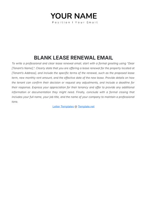 Free Blank Lease Renewal Email Template to Edit Online