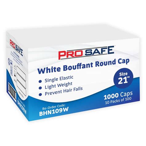 Prosafe Disposable Bouffant Round Cap Pp White Pack Winc