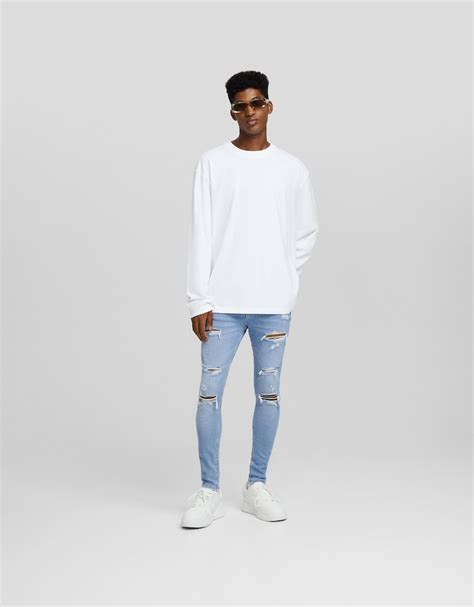 Super Skinny Ripped Jeans Men Bershka