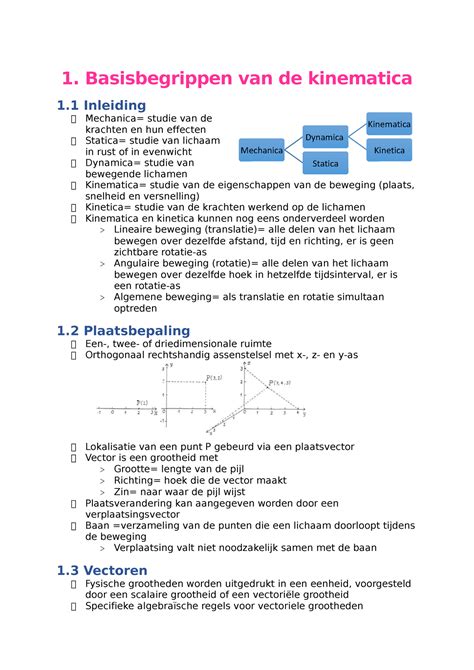 Samenvatting Fysica H1 8 1 Basisbegrippen Van De Kinematica 1