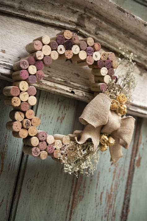 Beautiful Wine Cork Wreath One Of A Kind Dried Flowers Or Etsy Wine Cork Wreath Wine Cork