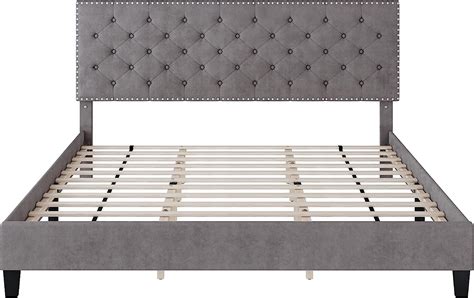 Hostack Base De Cama Tama O King Cama De Plataforma Tapizada Moderna