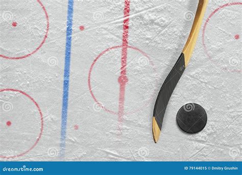 Stick, Puck and Hockey Field with Markings Stock Image - Image of round ...