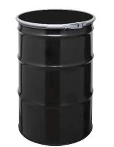 55 Gal Steel Drum Open Head Black With Bungs Lid Cover Lever Lock