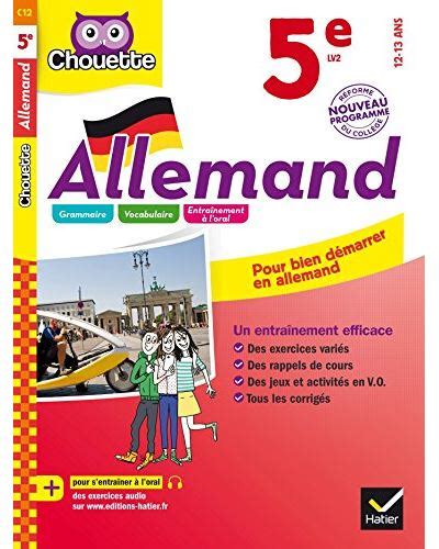 Allemand LV2 5ème Cycle 4 Niveau A1 A2 Workbook Cahier d entraînement