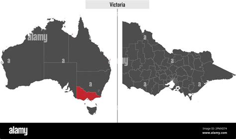 Map Of Victoria State Of Australia And Location On Australian Map Stock