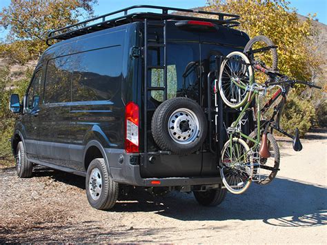 Vertical Rear Door Bike Rack Combo Ford 2015 23 Transit 2015 23 Storyteller Aluminess