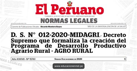 Ds N Midagri Decreto Supremo Que Formaliza La Creaci N